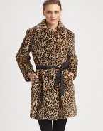Plush faux fur, printed with an exotic cheetah pattern and cinched at the waist with a ribbon belt.Foldover collarConcealed hook-and-eye closuresRibbon beltSide slash pocketsAbout 32 from shoulder to hem85% acrylic/15% polyesterDry cleanMade in Italy of imported fabricModel shown is 5'10 (177cm) wearing US size 4. 