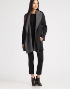 Rich wool crepe, draped and styled with a shawl collar and hood, slightly oversized for a cozy fit.HoodDraped shawl collarOpen frontSlash pocketsAbout 25 from shoulder to hem90% wool/10% nylonDry cleanImportedModel shown is 5'11 (180cm) wearing US size Small.