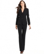 Tahari by ASL's sleek suit features D-ring buckles atop flap pockets for a subtle flourish.