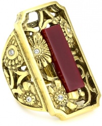 T Tahari Gold Tone Resin and Crystal Stretch Ring T Tahari Gold Tone Resin and Crystal Stretch Ring