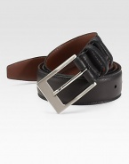 EXCLUSIVELY OURS. An essential piece for any man's wardrobe in soft, Italian calfskin leather. Nickel-plated buckle About 1¼ wide Made in USA 