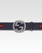 Adjustable, signature web belt with interlocking, silver GG buckle. About 1½ wide Made in Italy 