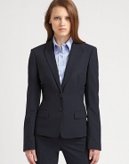 A refined blazer with just the right amount of stretch to offer the perfect fit. Button closureFlap pocketsFully linedAbout 22 from shoulder to hem96% viscose/4% elastaneDry cleanImported Model shown is 5'11 (180cm) wearing US size 4. 