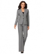 This elegant suit from Tahari by ASL gives you a long, lean silhouette with classic two-button suit styling at a price that's just as pretty.