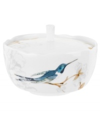 Abuzz with hummingbirds, the airy and bright Nectar sugar bowl brings the outdoors in. Versatile bone china formed in Spode's impressions shapes with a crisp white glaze complements serene country settings. Abuzz with hummingbirds, the airy and bright Nectar sugar bowl brings the outdoors in. Versatile bone china formed in Spode's impressions shapes with a crisp white glaze complements serene country settings.