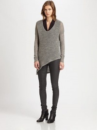 From the HELMUT capsule collection. A trend-worthy asymmetrical hem and flattering v-neck define this cozy wool design. Rounded v-neckDropped shouldersLong sleevesAsymmetrical hemAbout 34 from shoulder to hemAlpaca woolDry cleanImportedModel shown is 5'10 (177cm) wearing US size Small. From the HELMUT capsule collection. A trend-worthy asymmetrical hem and flattering v-neck define this cozy wool design. Rounded v-neckDropped shouldersLong sleevesAsymmetrical hemAbout 34 from shoulder to hemAlpaca woolDry cleanImportedModel shown is 5'10 (177cm) wearing US size Small.