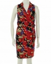 Anne Klein Petite Floral Pattern Belted Dress Multi PP (0P-2P)