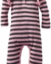 Splendid Littles Baby-girls Newborn Charcoal Stripe Thermal Playsuit, Pink Ribbon, 6-12 Months