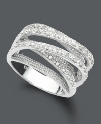 A touch of woven sparkle to highlight your fabulous style. This sterling silver Victoria Townsend ring features crisscrossing rows decorated with sparkling diamond (1/2 ct. t.w.). Size 7 and 8. A touch of woven sparkle to highlight your fabulous style. This sterling silver Victoria Townsend ring features crisscrossing rows decorated with sparkling diamond (1/2 ct. t.w.). Size 7 and 8.