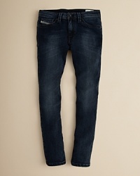 Diesel Boys' Thanaz Slim Fit Skinny jeans feature front and back pockets with a Diesel logo, perfect for everyday wear. Diesel Boys' Thanaz Slim Fit Skinny jeans feature front and back pockets with a Diesel logo, perfect for everyday wear.