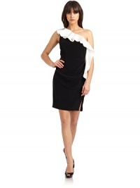 THE LOOKColorblock designOne-shoulder styleDraped ruffle detailGentle draping in frontSide zip closureTHE FITAbout 35 from shoulder to hemTHE MATERIAL75% triacetate/25% polyesterFully linedCARE & ORIGINDry cleanMade in USA of imported fabricModel shown is 5'10½ (179cm) wearing US size 4. THE LOOKColorblock designOne-shoulder styleDraped ruffle detailGentle draping in frontSide zip closureTHE FITAbout 35 from shoulder to hemTHE MATERIAL75% triacetate/25% polyesterFully linedCARE & ORIGINDry cleanMade in USA of imported fabricModel shown is 5'10½ (179cm) wearing US size 4.