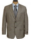 Tasso Elba Mens 2 Button Flat Front Tan Plaid Flannel Wool Cashmere Suit