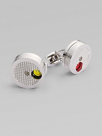 Casing is covered with a deep signature diamond pattern that reflects a modern design making these cufflinks fun and playful. Rhodium-plated metalEnamelAbout ¾ diam.Made in the United Kingdom