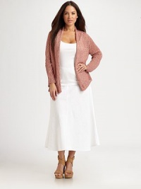 A cozy knit meets a chic cropped silhouette in this cotton cardigan. Open-front styleLong sleevesAbout 23 from shoulder to hemCottonHand washMade in USA of Italian fabric A cozy knit meets a chic cropped silhouette in this cotton cardigan. Open-front styleLong sleevesAbout 23 from shoulder to hemCottonHand washMade in USA of Italian fabric