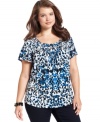 Get spotted in Style&co.'s short sleeve plus size top, finished by a pleated neckline-- it's an Everyday Value!