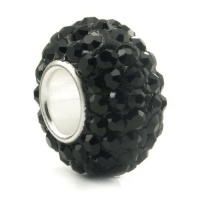 Swaroski Black Crystal Ball Bead Sterling Silver Charm Fits Pandora Chamilia Biagi Trollbeads European Bracelet Swaroski Black Crystal Ball Bead Sterling Silver Charm Fits Pandora Chamilia Biagi Trollbeads European Bracelet