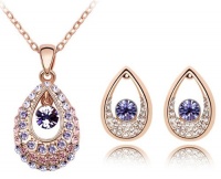 Swarovski Elements Crystal Princess Teardrop Pendant Necklace 47CM And Earrings Jewelry Set - CN9038Z2 Swarovski Elements Crystal Princess Teardrop Pendant Necklace 47CM And Earrings Jewelry Set - CN9038Z2