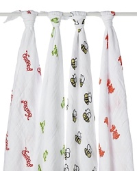 Make baby feel warm and secure with this set of so-soft swaddles constructed from lightweight cotton muslin to reduce the risk of overheating. Also great as a stroller drape, nursing cover or burp cloth. Make baby feel warm and secure with this set of so-soft swaddles constructed from lightweight cotton muslin to reduce the risk of overheating. Also great as a stroller drape, nursing cover or burp cloth.