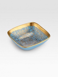 A beautiful design inspired by the sunbaked Mediterranean shoreline, handcrafted in pristine porcelain and given a cracked appearance with a 24k gold glaze. Dishwasher safe 1½ X 4¾ Made in USA A beautiful design inspired by the sunbaked Mediterranean shoreline, handcrafted in pristine porcelain and given a cracked appearance with a 24k gold glaze. Dishwasher safe 1½ X 4¾ Made in USA
