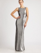 Shimmering allover sequins lend alluring, old-Hollywood glamour to this floor-length silhouette.BoatneckSleevelessAllover sequinsBack drapeConcealed back zipFully linedAbout 46 from natural waist96% polyester/4% spandexDry cleanImportedModel shown is 5'10½ (179cm) wearing US size 4. 