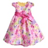 Nannette Girls 2-6X Floral Print Shantung Dress, Rosey Ring, 4T