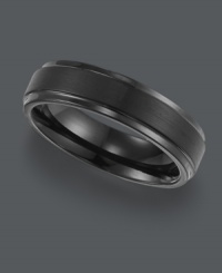 Spice up your look with sophisticated style. Triton men's ring features a chic lined design in a black tungsten carbide band (6 mm). Sizes 8-15. Spice up your look with sophisticated style. Triton men's ring features a chic lined design in a black tungsten carbide band (6 mm). Sizes 8-15.
