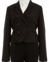 Aqua Black Double Breasted Cropped Blazer Jacket X-Small