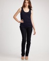 Two layers of modal jersey for double the softness. Scoopneck Sleeveless Modal; dry clean Imported