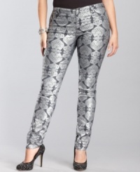 Denim with festive flair from INC: these metallic-foiled plus size jeans get the trend just right, sized perfectly for you. Denim with festive flair from INC: these metallic-foiled plus size jeans get the trend just right, sized perfectly for you.