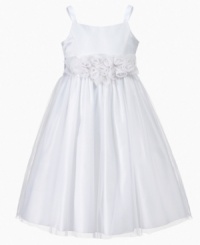 She'll be a precious eyeful that's perfectly aisle ready in this timeless flower girl dress by Bonnie Jean. She'll be a precious eyeful that's perfectly aisle ready in this timeless flower girl dress by Bonnie Jean.