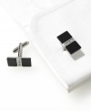 Put the sleek in your workweek with the modern finishing touch of these rectangular cufflinks from Geoffrey Beene.