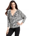 Gold zippers add a touch of shine to Alfani's boldly printed top. (Clearance)