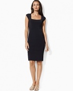 Stunning sophistication defines this heath dress, crafted with a square neckline and cap sleeves for sleek, contemporary style.