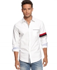 This INC International Concepts button-down shirt is sophisticated with a touch of sporty style. This INC International Concepts button-down shirt is sophisticated with a touch of sporty style.