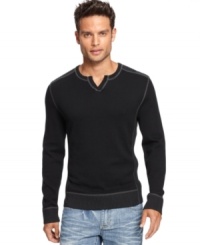 Split your style between a cool layer and t-shirt style with this long-sleeved tee from INC International Concepts. Split your style between a cool layer and t-shirt style with this long-sleeved tee from INC International Concepts.
