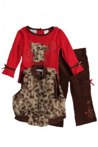 BT Kids Infant Girls (12-24 mo) 3 pc leopard print faux fur vest and cords set BT Kids Infant Girls (12-24 mo) 3 pc leopard print faux fur vest and cords set