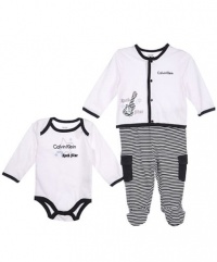Calvin Klein Baby-boys Newborn Jacket with Bodysuit And Footed Pant, Assorted, 3-6 Months Calvin Klein Baby-boys Newborn Jacket with Bodysuit And Footed Pant, Assorted, 3-6 Months
