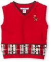 Hartstrings Baby-Boys Newborn Reindeer Sweater Vest, Red, 3-6 Months