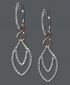 Luxurious links. EFFY Collection's stunning cut-out drop earrings are set in 14k rose gold and 14k white gold, while round-cut diamonds dust the surface (1/2 ct. t.w.). Approximate drop: 1-9/16 inches.