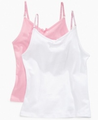 Perfect for layering or on their own, she'll live in the soft comfort of these basic solid camisoles from Calvin Klein. Perfect for layering or on their own, she'll live in the soft comfort of these basic solid camisoles from Calvin Klein.