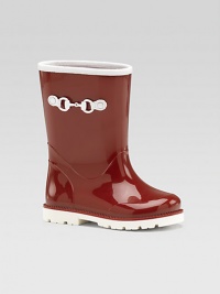 Bright boots for rainy days in polished rubber with contrast trim and a signature horsebit accent.Rubber upperContrast leather-look trimPolished horsebitRubber tread soleMade in Italy Bright boots for rainy days in polished rubber with contrast trim and a signature horsebit accent.Rubber upperContrast leather-look trimPolished horsebitRubber tread soleMade in Italy