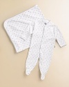 Warm, soft footie with allover print and snaps to the bottom for a convenient change. Pima cotton; machine wash Imported 