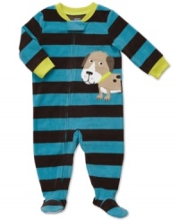 Pair him up with this waggly pal for nap time, or any time, in this comfy striped footed coverall from Carter's. Pair him up with this waggly pal for nap time, or any time, in this comfy striped footed coverall from Carter's.