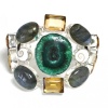 Huge Green Solar Quartz and Labradorite Mutli Stone Natural Gemstone Handmade Silver Plated Bracelet