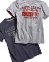 GUESS Kids Boys Big Boy Crewneck with Graphic Print, GREY HEATHER (12/14)