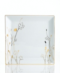 Wildflowers take off on glazed white porcelain, glowing as they tumble aimlessly around these square plates from Charter Club. A banded edge adds a classic touch to a pattern with modern spirit. Wildflowers take off on glazed white porcelain, glowing as they tumble aimlessly around these square plates from Charter Club. A banded edge adds a classic touch to a pattern with modern spirit.