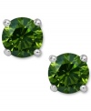Add a lively touch of springtime green, in one small drop. These sparkling stud earrings feature round-cut green diamonds (1 ct. t.w.) in a four-prong setting of 14k white gold. Approximate diameter: 1/4 inch.