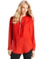 MICHAEL Michael Kors' adds signature hardware and a pleated placket to make this blouse a stand-out style staple.