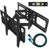 Cheetah Mounts Plasma LCD Flat Screen TV Articulating Full Motion Dual Arm Wall Mount Bracket For 32-65 Displays Up To 165LBS With 10' High Speed HDMI Cable With Ethernet Fits Up To 24 Studs