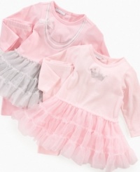 Treat your princess to some sweet glam with one of these fun tutu dress and legging sets from First Impressions. Treat your princess to some sweet glam with one of these fun tutu dress and legging sets from First Impressions.
